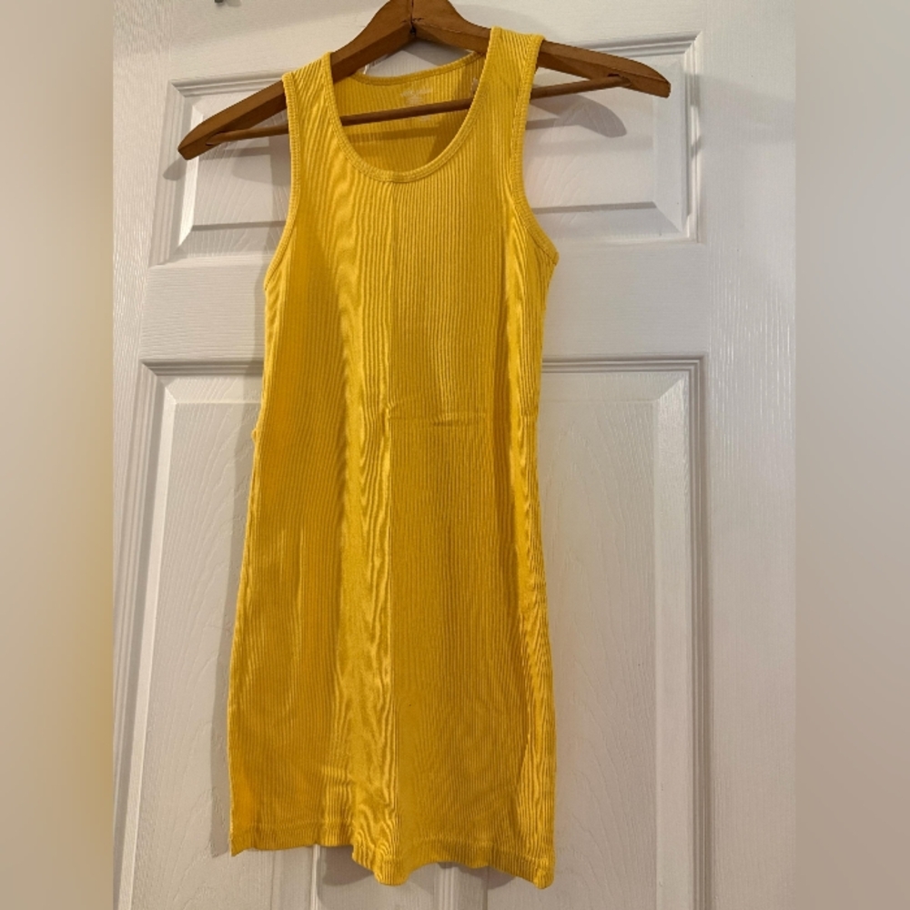 Yellow Ribbed Tank Dress - Women Tops